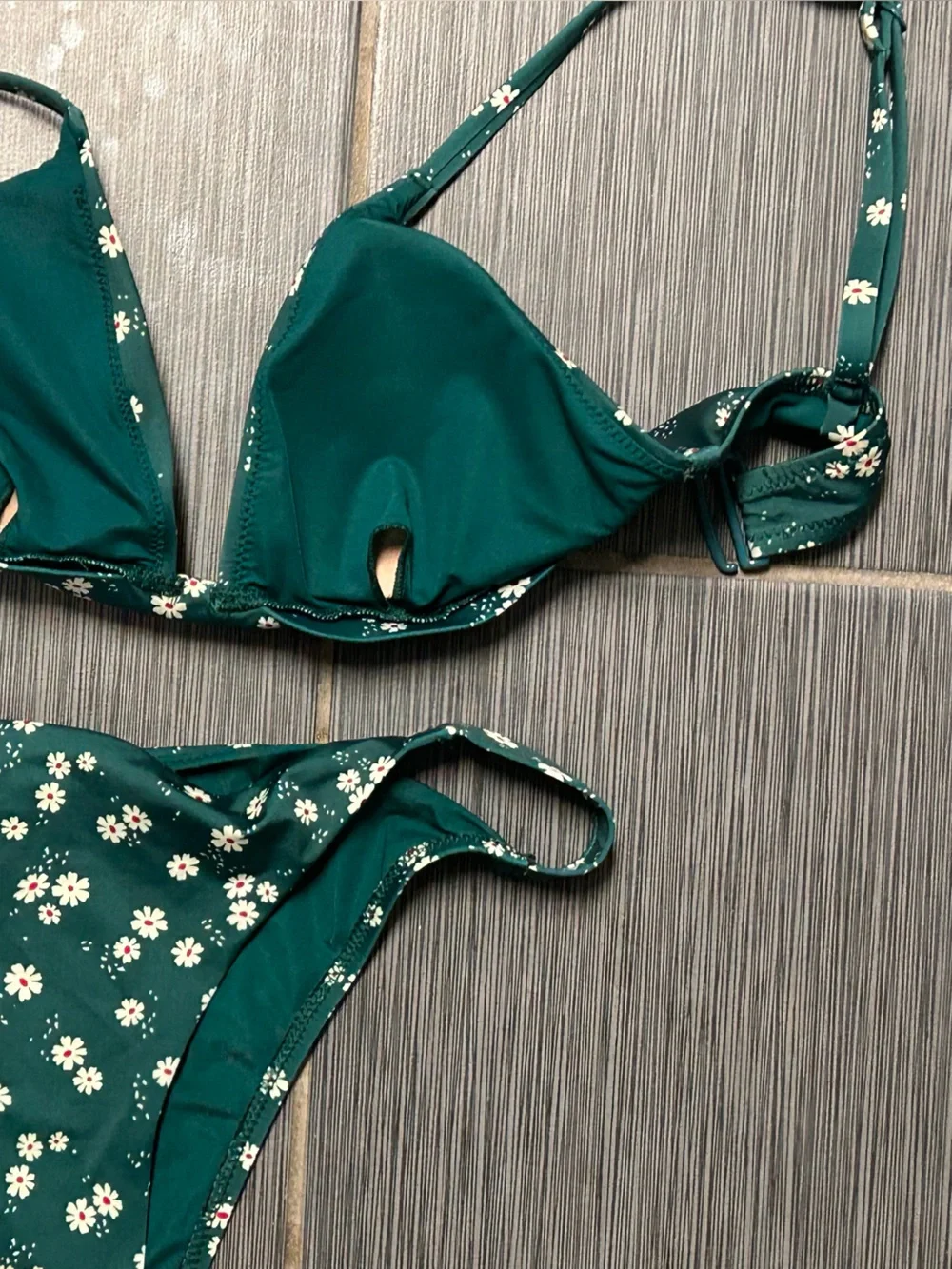 Oysho Green Floral Triangle Young Womens Bikini
